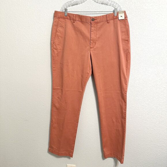 Tommy Bahama Pants Boracay Solid Flat Front 5065 Red Sunset Size